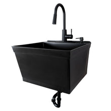 Cargar imagen en el visor de la galería, Tehila Standard Wall-Mounted Black Utility Sink with Black Finish Pull-Down Faucet
