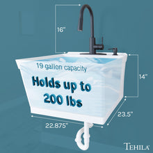 Cargar imagen en el visor de la galería, Tehila Standard Wall-Mounted White Utility Sink with Black Finish Pull-Down Faucet
