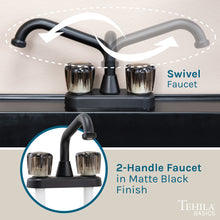 Cargar imagen en el visor de la galería, Tehila Basics Freestanding Black Utility Sink with Black Finish Dual Handle Utility Faucet
