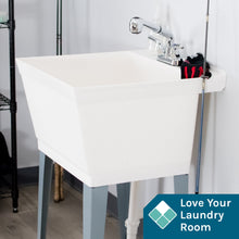 Cargar imagen en el visor de la galería, Tehila Standard Freestanding White Utility Sink with Chrome Finish Pull-Out Faucet
