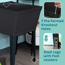 Load image into Gallery viewer, Tehila Standard Freestanding Black Utility Sink with Chrome Finish Pull-Out Faucet
