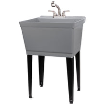 Load image into Gallery viewer, Tehila Standard Freestanding Grey Utility Sink with Stainless Steel Finish Pull-Out Faucet
