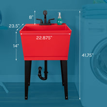 Cargar imagen en el visor de la galería, Tehila Standard Freestanding Red Utility Sink with Matte Black Finish Pull-Out Faucet
