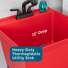 Cargar imagen en el visor de la galería, Tehila Standard Freestanding Red Utility Sink with Matte Black Finish Pull-Out Faucet
