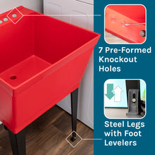 Cargar imagen en el visor de la galería, Tehila Standard Freestanding Red Utility Sink with Matte Black Finish Pull-Out Faucet

