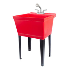Cargar imagen en el visor de la galería, Tehila Standard Freestanding Red Utility Sink with Stainless Steel Finish Pull-Out Faucet
