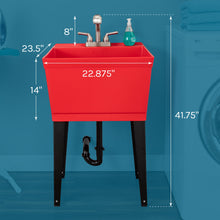 Cargar imagen en el visor de la galería, Tehila Standard Freestanding Red Utility Sink with Stainless Steel Finish Pull-Out Faucet
