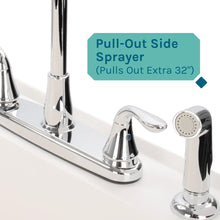 Carregar imagem no visualizador da galeria, Tehila Standard Freestanding White Utility Sink with Grey Legs and Chrome Finish Wide-set Gooseneck Faucet with Side Sprayer

