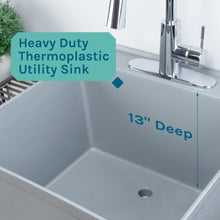 Cargar imagen en el visor de la galería, Tehila Standard Freestanding Grey Utility Sink with Chrome Finish High-Arc Pull-Down Faucet
