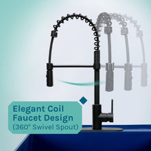 Load image into Gallery viewer, Tehila Standard Freestanding Blue Utility Sink with Black Finish High-Arc Coil Pull-Down Faucet
