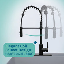 Cargar imagen en el visor de la galería, Tehila Standard Freestanding Grey Utility Sink with Black Finish High-Arc Coil Pull-Down Faucet
