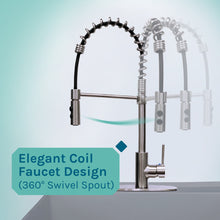 Cargar imagen en el visor de la galería, Tehila Standard Freestanding Grey Utility Sink with Stainless Steel Finish High-Arc Coil Pull-Down Faucet
