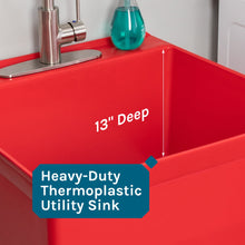 Cargar imagen en el visor de la galería, Tehila Standard Freestanding Red Utility Sink with Stainless Steel Finish High-Arc Coil Pull-Down Faucet
