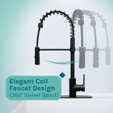Cargar imagen en el visor de la galería, Tehila Standard Freestanding White Utility Sink with Black Finish High-Arc Coil Pull-Down Faucet
