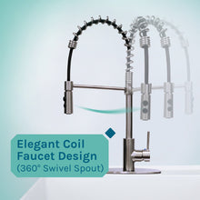 Cargar imagen en el visor de la galería, Tehila Standard Freestanding White Utility Sink with Stainless Steel Finish High-Arc Coil Pull-Down Faucet

