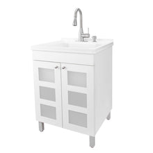 Carregar imagem no visualizador da galeria, Tehila White Vanity Cabinet and White Utility Sink with Stainless Steel Finish Low-Profile Pull-Down Faucet
