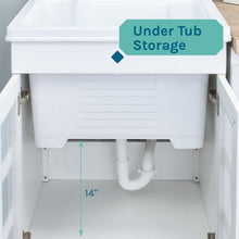 Carregar imagem no visualizador da galeria, Tehila White Vanity Cabinet and White Utility Sink with Stainless Steel Finish Low-Profile Pull-Down Faucet
