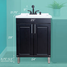 Load image into Gallery viewer, Tehila Black Vanity Cabinet and White Utility Sink with Black Finish Pull-Out Faucet
