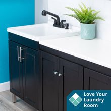 Load image into Gallery viewer, Tehila Black Vanity Cabinet and White Utility Sink with Black Finish Pull-Out Faucet
