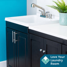 Load image into Gallery viewer, Tehila Black Vanity Cabinet and White Utility Sink with Stainless Steel Finish Pull-Out Faucet
