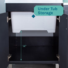 Load image into Gallery viewer, Tehila Black Vanity Cabinet and White Utility Sink with Black Finish High-Arc Coil Pull-Down Faucet
