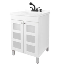 Cargar imagen en el visor de la galería, Tehila White Vanity Cabinet and White Utility Sink with Black Finish Pull-Out Faucet
