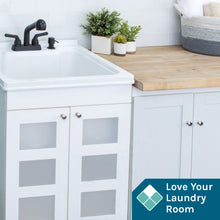 Cargar imagen en el visor de la galería, Tehila White Vanity Cabinet and White Utility Sink with Black Finish Pull-Out Faucet
