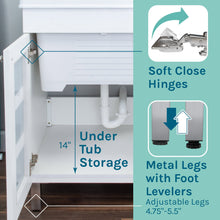 Cargar imagen en el visor de la galería, Tehila White Vanity Cabinet and White Utility Sink with Black Finish Pull-Out Faucet
