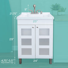 Cargar imagen en el visor de la galería, Tehila White Vanity Cabinet and White Utility Sink with Stainless Steel Finish Pull-Out Faucet

