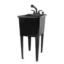 Cargar imagen en el visor de la galería, Tehila Space Saver Freestanding Black Utility Sink with Black Finish Pull-Out Faucet
