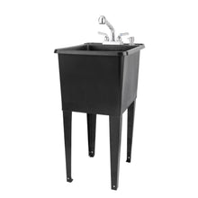 Cargar imagen en el visor de la galería, Tehila Space Saver Freestanding Black Utility Sink with Chrome Finish Pull-Out Faucet
