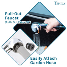 Cargar imagen en el visor de la galería, Tehila Space Saver Freestanding Black Utility Sink with Chrome Finish Pull-Out Faucet
