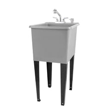 Cargar imagen en el visor de la galería, Tehila Space Saver Freestanding Grey Utility Sink with Chrome Finish Pull-Out Faucet
