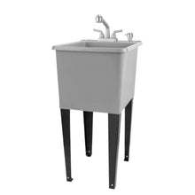 Cargar imagen en el visor de la galería, Tehila Space Saver Freestanding Grey Utility Sink with Stainless Steel Finish Pull-Out Faucet
