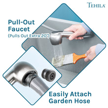 Cargar imagen en el visor de la galería, Tehila Space Saver Freestanding Grey Utility Sink with Stainless Steel Finish Pull-Out Faucet
