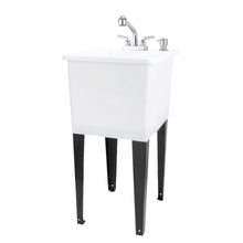 Load image into Gallery viewer, Tehila Space Saver Freestanding White Utility Sink with Chrome Finish Pull-Out Faucet
