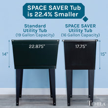 Cargar imagen en el visor de la galería, Tehila Space Saver Freestanding Black Utility Sink with Black Finish Gooseneck Faucet and Side Sprayer
