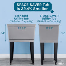 Load image into Gallery viewer, Tehila Space Saver Freestanding Grey Utility Sink with Chrome Finish Gooseneck Faucet and Side Sprayer
