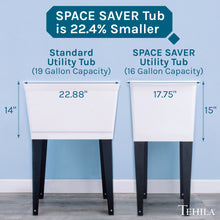 Load image into Gallery viewer, Tehila Space Saver Freestanding White Utility Sink with Chrome Finish Gooseneck Faucet and Side Sprayer
