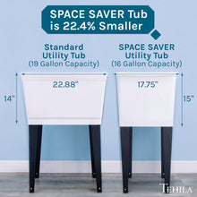 Cargar imagen en el visor de la galería, Tehila Space Saver Freestanding White Utility Sink with Stainless Steel Finish Gooseneck Faucet and Side Sprayer

