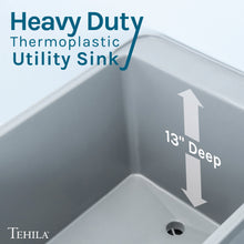 Cargar imagen en el visor de la galería, Tehila Space Saver Freestanding Grey Utility Sink with Black Finish Low-Profile Pull-Down Faucet

