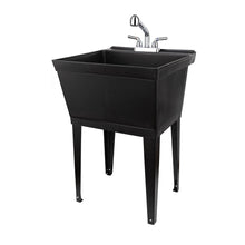 Load image into Gallery viewer, Tehila Standard Freestanding Black Utility Sink with Chrome Finish Pull-Out Faucet
