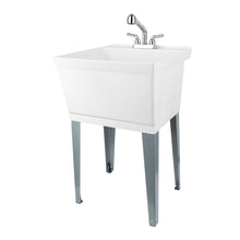 Cargar imagen en el visor de la galería, Tehila Standard Freestanding White Utility Sink with Chrome Finish Pull-Out Faucet
