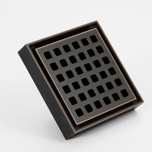 Load image into Gallery viewer, Oil rubbered bronze brass shower drain 4 or 8 inch  with ABS base
