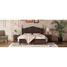 Carregar imagem no visualizador da galeria, 3-Pieces Bedroom Sets,Queen Size Wood Platform Bed and Two Nightstands-Dark Walnut
