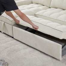 Carregar imagem no visualizador da galeria, 78.75&quot; Reclining Sofa, Pull-Out Sofa Bed with USB and tape-c charging ports, L-Shaped Sectional Sofa with Reclining Storage and Arm Side Organizer Pocket Features, Living Room Comfort Sofa
