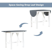 Load image into Gallery viewer, 3-Piece Wood Counter Height Drop Leaf Dining Table Set with 2 Upholstered Dining Chairs for Small Place, White+Gray
