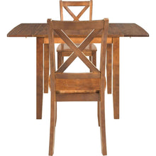 Load image into Gallery viewer, 3-Piece Wood Drop Leaf Breakfast Nook Dining Table Set with 2 X-back Chairs for Small Places, Brown
