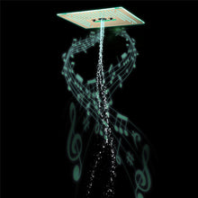 Load image into Gallery viewer, Flushed Mounted Brushed Gold 16&#39;&#39; x 16&#39;&#39; Shower Head: Featuring 64 LED Lights, Music, Rainfall, Waterfall, Mist, 360 Degrees Rotation, and Hydro Jet Technology
