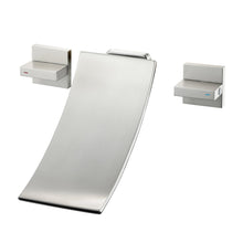 Carregar imagem no visualizador da galeria, Brushed Nickel Wall Mount Waterfall Bathroom Sink Faucet with Overflow Brass Pop-Up Drain
